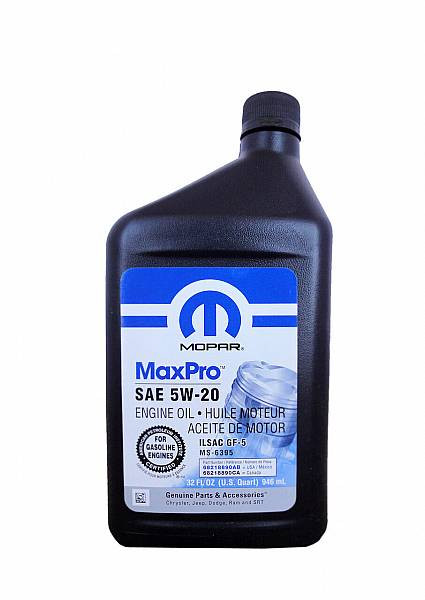 Масло моторное синтетическое MOPAR MaxPro 5W20 ILSAC GF-5 0,946л